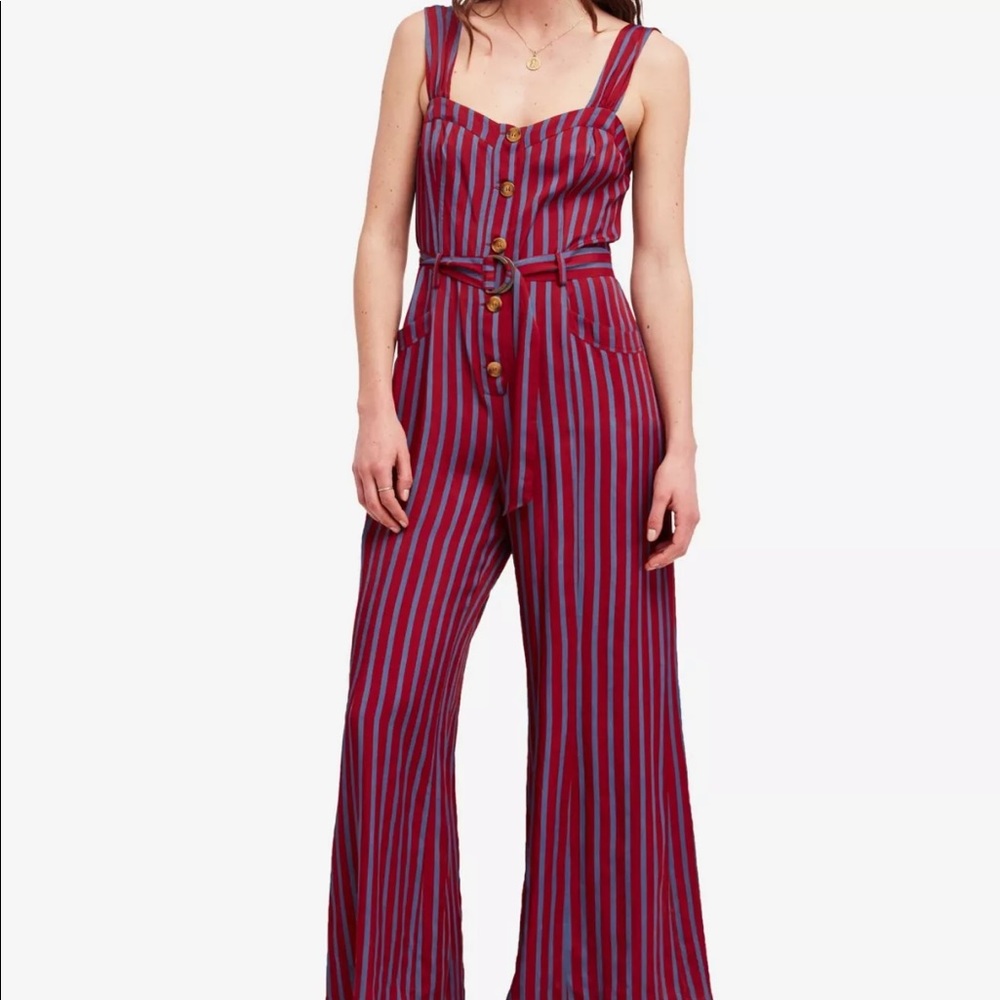 Free People Wide Leg Striped Jumpsuit